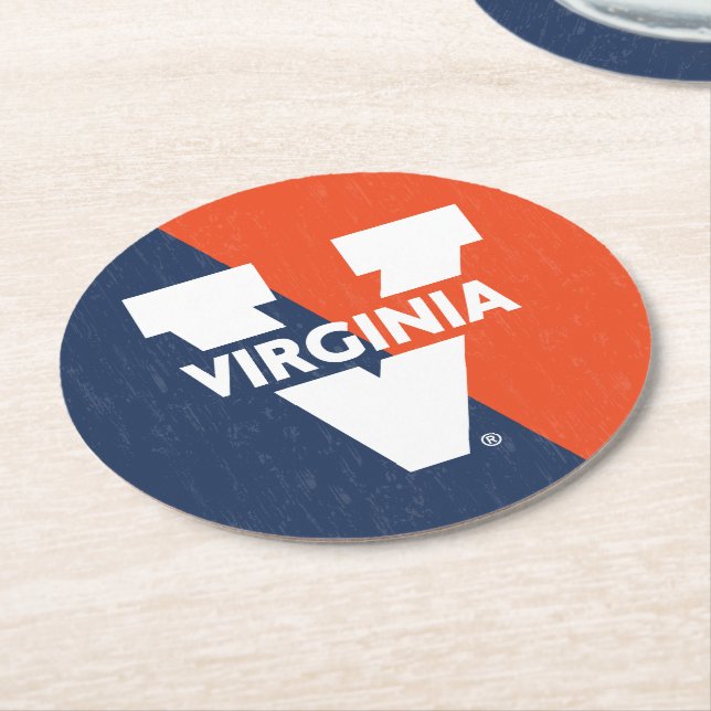 Virginia Cavaliers Farbblock gestört Runder Pappuntersetzer (Angewinkelt)