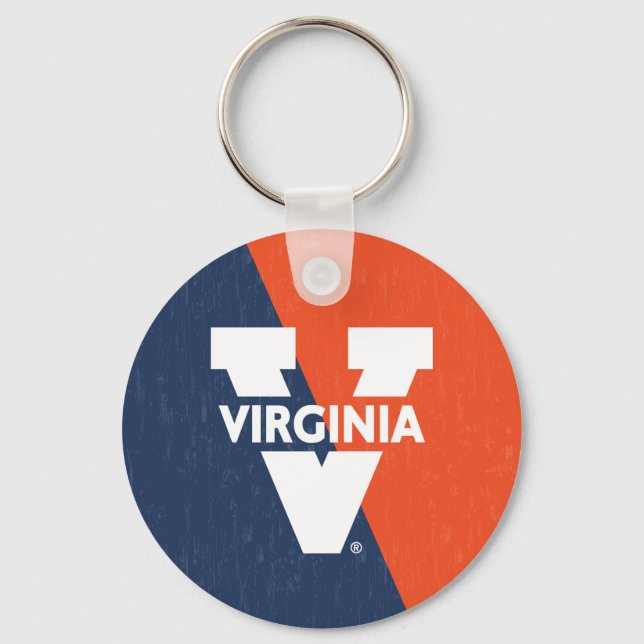 Virginia Cavaliers Farbblock gestört Schlüsselanhänger (Vorderseite)