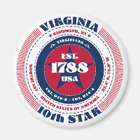 Virginia Circle Typographie Souvenir Magnet