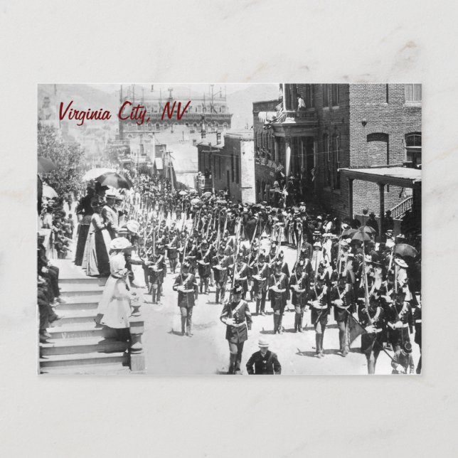 Virginia City Parade Vintage Postkarte (Vorderseite)