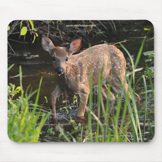 Virginia Deer Fawn Baby Animal Wildlife Foto verlo Mousepad (Vorne)