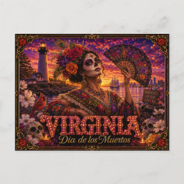 Virginia Día de los Muertos Retro Postkarte