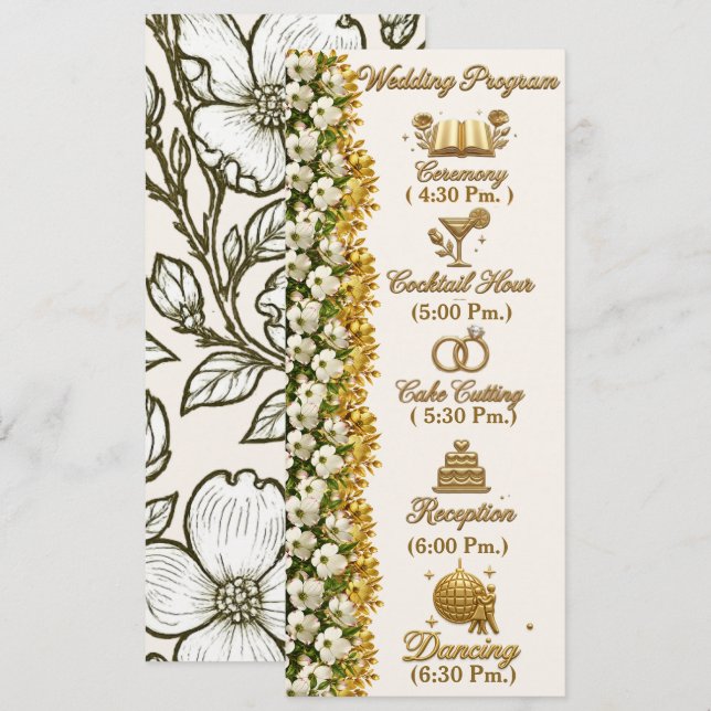 Virginia Dogwood Hochzeitsprogrammkarte Programm (Vorne/Hinten)