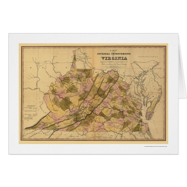 Virginia-Eisenbahn u. Stadtkarte 1848 (Vorderseite (Horizontal))