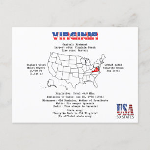 Virginia États américains sur une carte et des inf