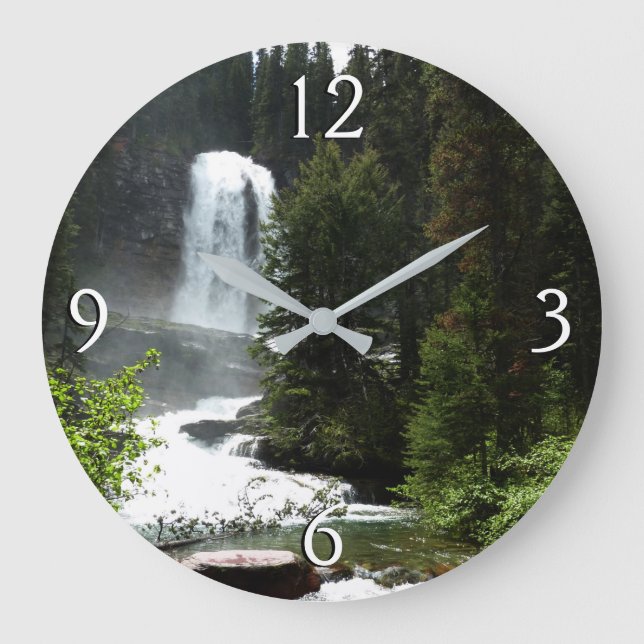 Virginia Falls at Glacier National Park Große Wanduhr (Vorderseite)