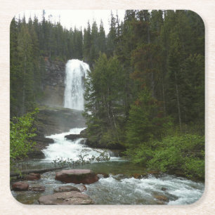 Virginia Falls im Glacier-Nationalpark Rechteckiger Pappuntersetzer