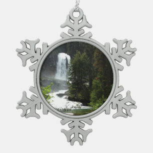 Virginia Falls im Glacier-Nationalpark Schneeflocken Zinn-Ornament