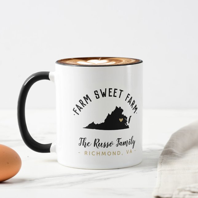 Virginia Farm Sweet Farm Famille Monogramme Mug (Créateur téléchargé)