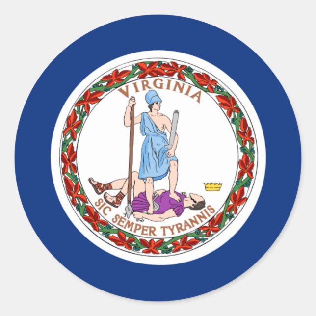 Virginia-Flagge, Flagge Runder Aufkleber (Vorderseite)