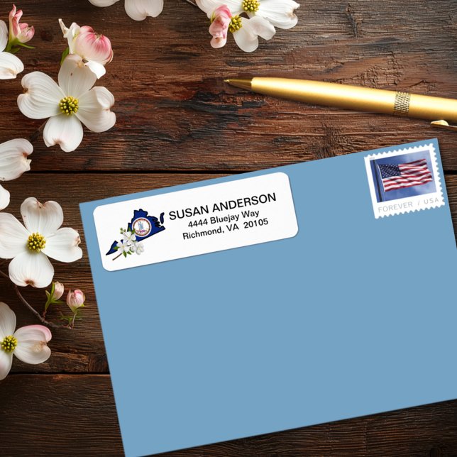 Virginia Flagge mit Staat Blume Dogwood blühen (Von Creator hochgeladen)