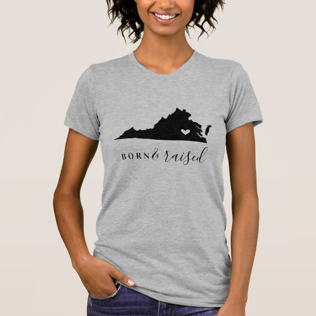 Virginia Geborenes und aufgehobenes Staat T-Shirt (Vorderseite)