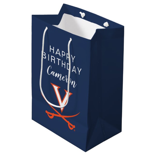 Virginia| Geburtstag Mittlere Geschenktüte (Vorderseite Schrägansicht)