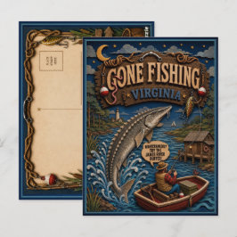 Virginia Gone Fishing Atlantischer Stör Postkarte