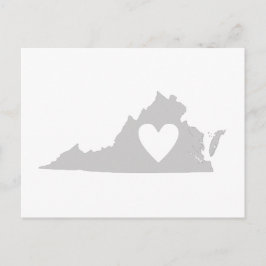 Virginia Gray Staat Map Form mit Herz Cutout Postkarte