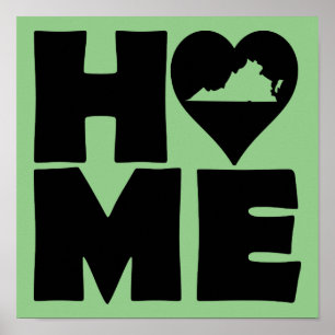 Virginia Home Heart State Poster Schild