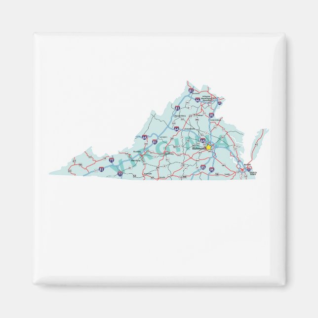 Virginia Interstate Map Magnet (Vorne)
