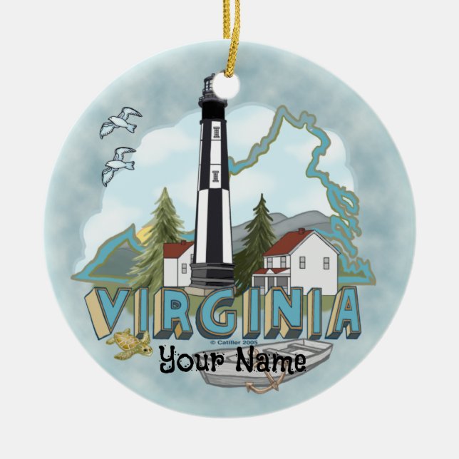 Virginia Leuchtturm-Ornament Keramik Ornament (Vorne)