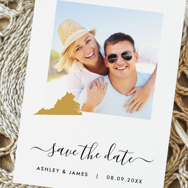 Virginia Map Foto Wedding Save the Date Card (Von Creator hochgeladen)