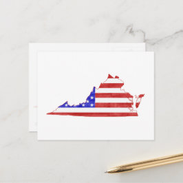 Virginia Map Shaped Patriotic American Flag Postkarte