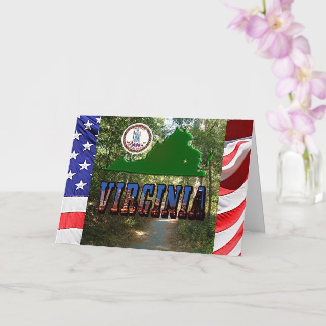 Virginia Map Staat Siegel Picture Text Anniversary Karte (Orchidee)