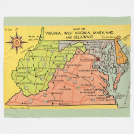 Virginia Maryland States Throw Blanket Fleecedecke