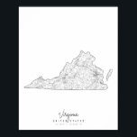Virginia Minimal Street Karte Poster<br><div class="desc">Virginia Minimal Street Karte</div>