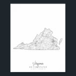 Virginia Minimal Street Karte Poster<br><div class="desc">Virginia Minimal Street Karte</div>