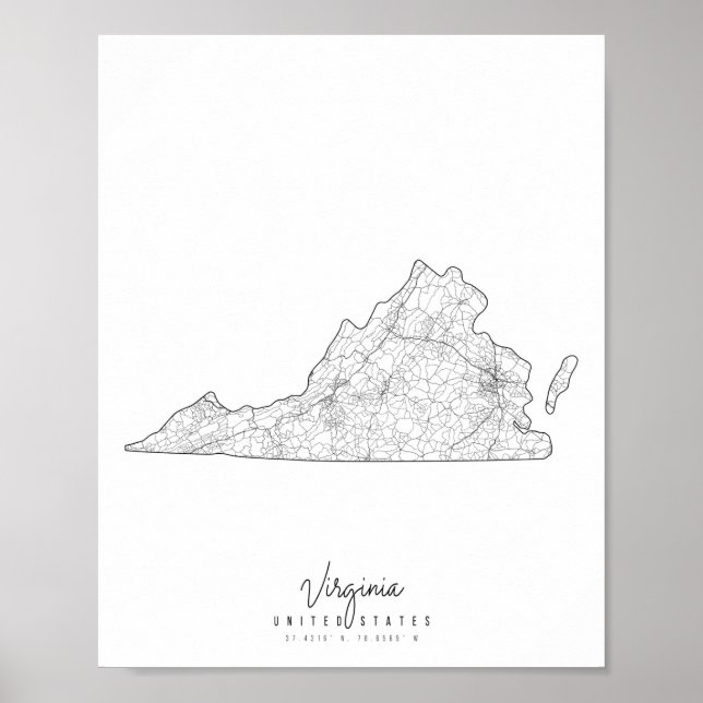 Virginia Minimal Street Karte Poster (Vorne)
