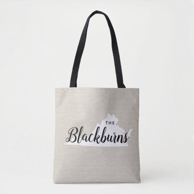 Virginia Monogram Staat Tote Bag Tasche (Vorderseite)