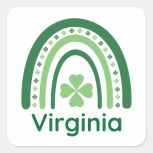 Virginia Name Clover Boho Rainbow Quadratischer Aufkleber