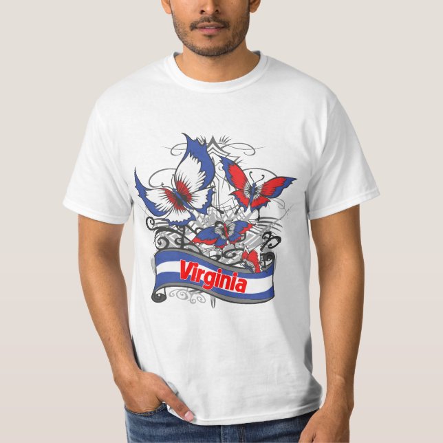 Virginia-Patriotismus-Schmetterling T-Shirt (Vorderseite)