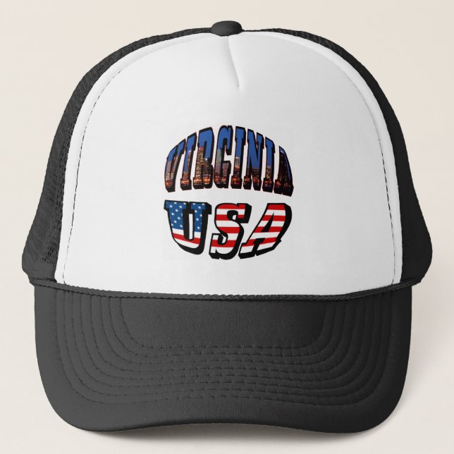 Virginia Picture und USA Text Truckerkappe (Vorderseite)