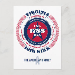 Virginia, Richmond, VA, Patriotic, Monogram Postkarte