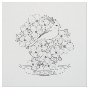 Virginia Staat Bird und Blume Farbseite Stoff