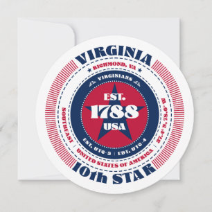 Virginia Staat Circular Typografy Flat Card