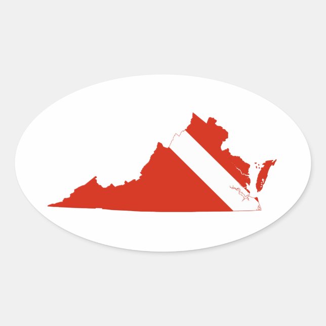 Virginia Staat Dive Flag Ovaler Aufkleber (Vorderseite)