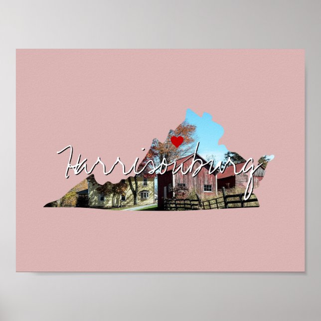 Virginia Staat Foto Einlage und Ortsname Poster (Vorne)