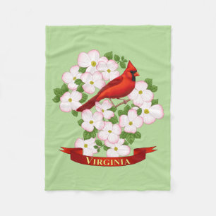 Virginia Staat Kardinal Bird und Dogwood Blume Fleecedecke