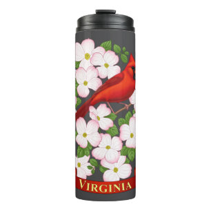 Virginia Staat Kardinal Bird und Dogwood Blume Thermosbecher