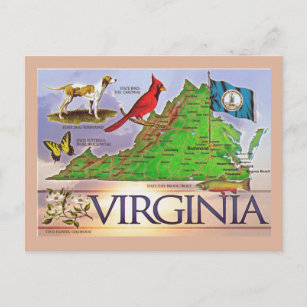 Virginia Staat Karte Postkarte