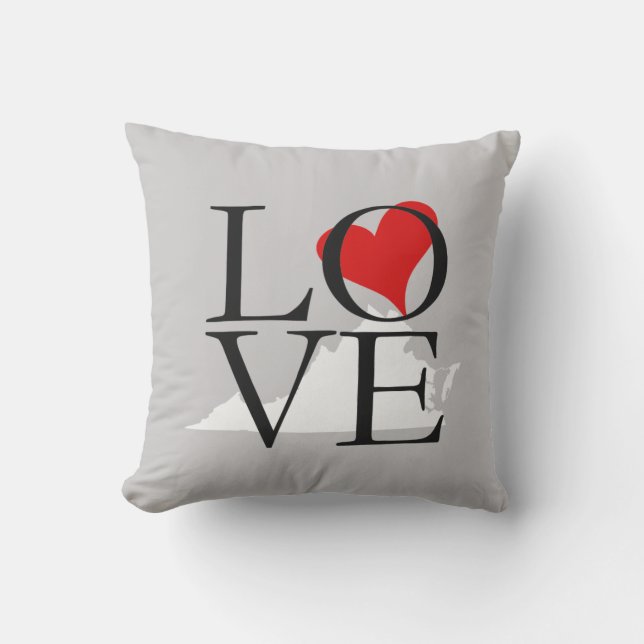 Virginia Staat Liebe Pillow Kissen (Vorderseite)