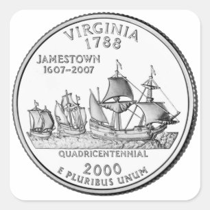 Virginia Staat Quarter Quadratischer Aufkleber