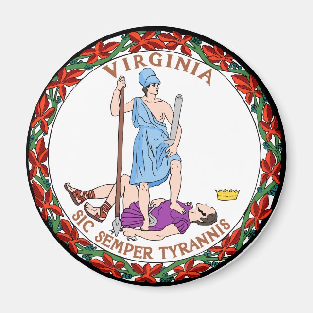 Virginia Staatsflagge Siegel vereint amerikanische Magnet (Vorne)