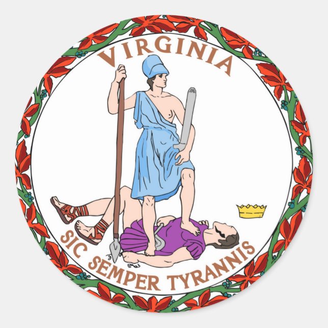 Virginia Staatsflagge Siegel vereint amerikanische Runder Aufkleber (Vorderseite)