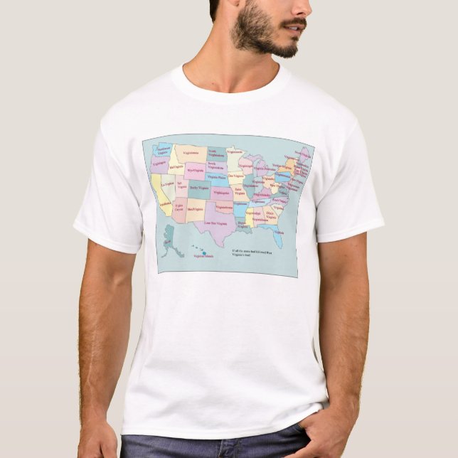 Virginia-Staatskarte T-Shirt (Vorderseite)