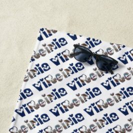 Virginia State Flag Typografy Pattern USA Strandtuch
