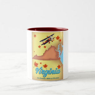 Virginia State Retro-Reiseplakat Karte Zweifarbige Tasse