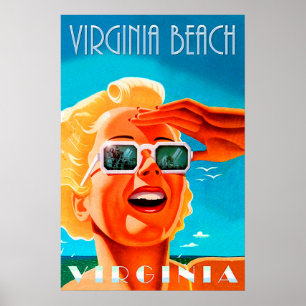 Virginia Strand, blonde Sonnenbrille Frau, Vintag Poster