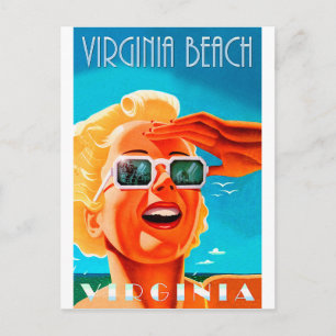 Virginia Strand, blonde Sonnenbrille Frau, Vintag Postkarte